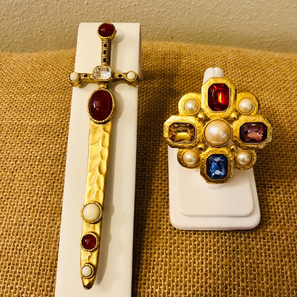 Beautiful Bejeweled Brooch Bundle. Vintage 2 pcs.
